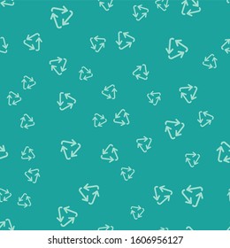 Green Recycle Symbol Icon Isolated Seamless Pattern On Green Background. Circular Arrow Icon. Environment Recyclable Go Green.  