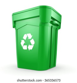 Green Recycling Bin Isolated On White Stock Illustration 370294904