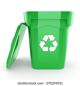 Green Recycling Bin Isolated On White Stock Illustration 370294904