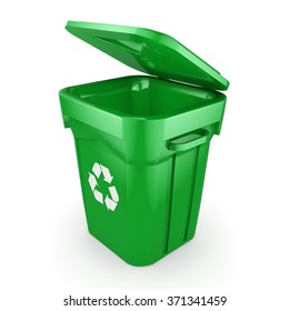 Green Recycling Bin Isolated On White Stock Illustration 371341459 