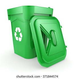 Green Recycling Bin Isolated On White Stock Illustration 371844574 ...