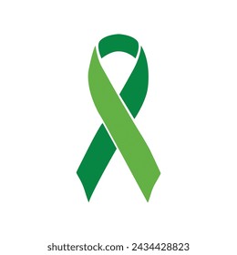 Green ribbon on a white background with copy space - Powered by Shutterstock