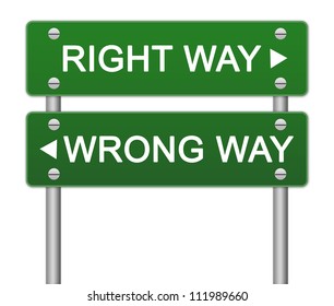 Green Right Way Wrong Way Traffic Stock Illustration 111989660 ...