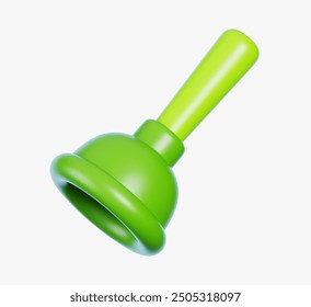 Green rubber toilet plunger isolated on white background. Cleaning equipment or Household appliances icon. 3D Rendering - Powered by Shutterstock