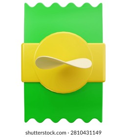 Green Sachet Packaging With Tab 3D Illustrations