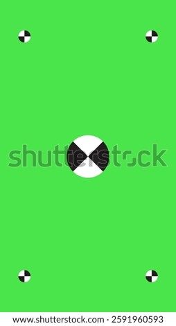 Green screen background, VFX motion tracking markers. Art design green screen backdrop template. Abstract concept video footage replacement tracking markers elements and icons.