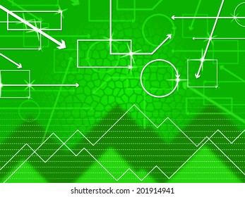 Green Shapes Background Showing Rectangular Oblong And Spikes 