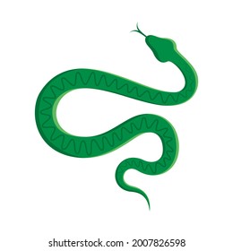 Green Snake Silhouette Icon. Crawling Snake Icon Isolated On A White Background. Viper With A Zigzag Line Clip Art