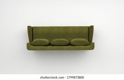 Green Sofa Top View Furniture 3D Rendering