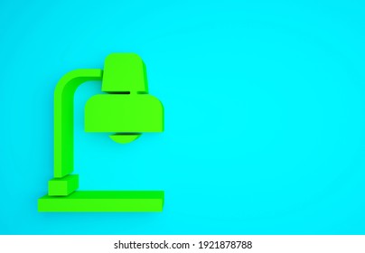 Green Table lamp icon isolated on blue background. Minimalism concept. 3d illustration 3D render.