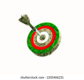 Green Target- 3D Illustration Tree Or Forest Shape Of  Isolated On White Background. Green Planet Target Model Concept