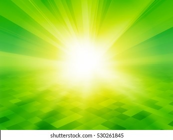 Green Tile Perspective Background With Rays