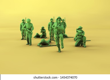 Green Toy Soldiers Army 3D Illustration 