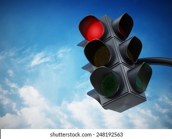 Green Traffic Light Against Blue Sky.