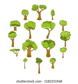 Green Trees Icons Set Cartoon Illustration Stock Illustration ...