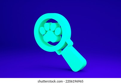 Green Veterinary Clinic Symbol Icon Isolated On Blue Background. Cross Hospital Sign. Stylized Paw Print Dog Or Cat. Pet First Aid Sign. Minimalism Concept. 3d Illustration 3D Render.