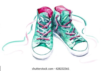 Green Watercolor Sneakers