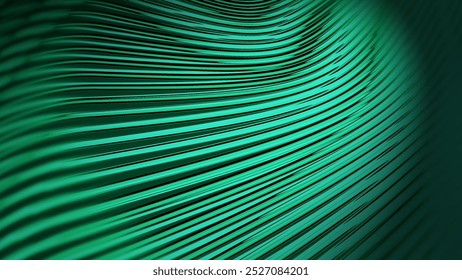 Green Wave Patterns Create a Soothing Visual Effect in a Contemporary Design Setting
