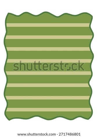 Green Wavy Border Background With Horizontal Stripes Design