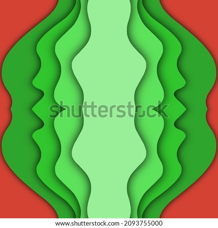 green way and layer red background, abstract illsutration art design 