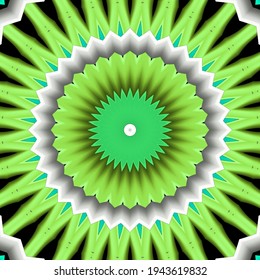 Green And White Kaleidoscope Portrait 