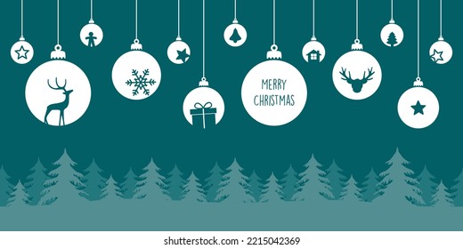 green winter landscape fir border with christmas bauble - Powered by Shutterstock