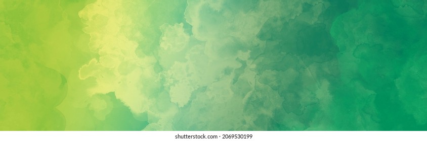 Green Yellow And Blue Colors In Abstract Background, Watercolor Painted Texture Design In Colorful Gradient Cloudy Sky Design