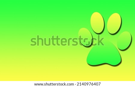 green and yellow gradient background with cat's paw print on the right