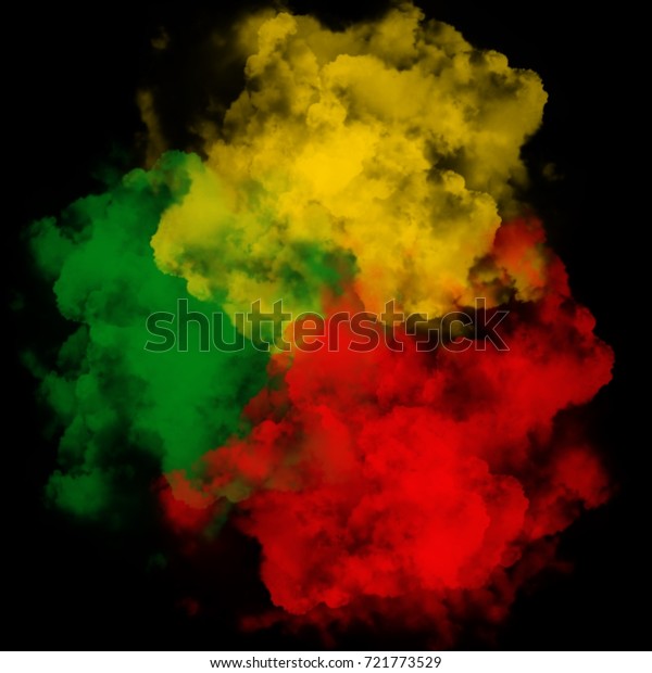 緑の黄色い赤い煙の背景 レゲエ背景 のイラスト素材 721773529