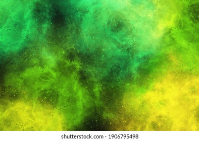 Green and yellow spray paint illustration hit using brush on black background