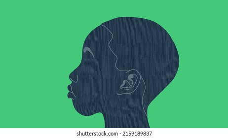 Greenbackground Illustration Of A Profile Of A Boy