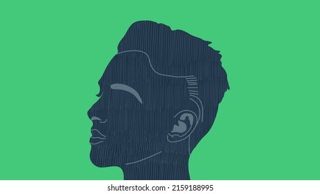 Greenbackground Illustration Of A Profile Of A Man