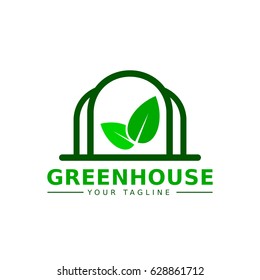 Greenhouse Logo Icon, Green Leaf Icon Logo