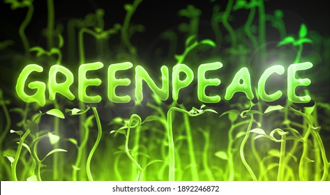 Greenpeace Text and Plants - 3D Rendering
