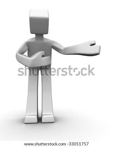 Greeter in action of serving guest 3d illustration