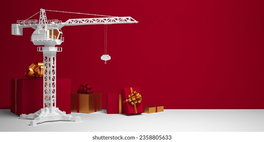 Greeting card or banner template on a construction, industrial or real estate theme. 3d render. - Powered by Shutterstock