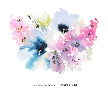 Greeting card with flowers. Pastel colors. Handmade. Watercolor painting.
Wedding, birthday, Mother's Day. Bridal shower. - Powered by Shutterstock