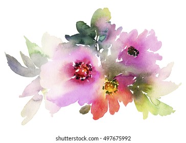 Greeting Card Flowers Pastel Colors Handmade Stock Illustration 354388214