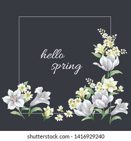 Greeting card with flowers,Pastel colors,Watercolor painting,Wedding, birthday, Mother's Day,Bridal shower - Powered by Shutterstock