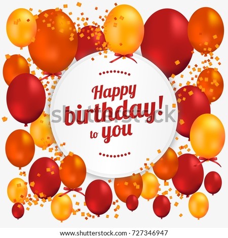 greeting card happy birthday red yellowのイラスト素材 727346947