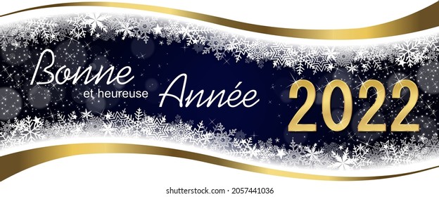 Greeting card Happy New Year 2022 in French 