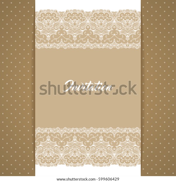 Greeting card or\
invitation template in retro style with lace border and polka dot\
background.\
Illustration