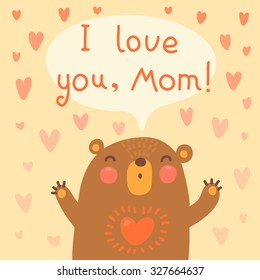 Greeting Card Mom Cute Bear Vector Stock Vector (Royalty Free) 181523846