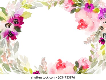 Greeting card with watercolor flowers handmade. - Powered by Shutterstock