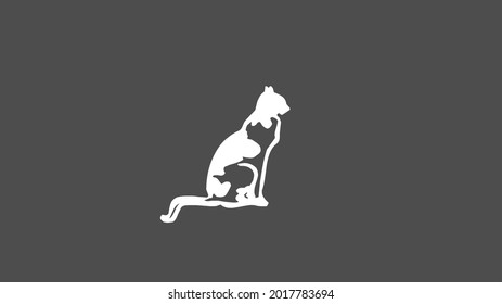 Grey Background White Cat Stock Illustration 2017783694 | Shutterstock