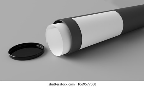 Grey Cardboard Tube 3d Rendering Mockup