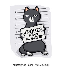 Grey Cat - Mugshot - Cat Cartoon 