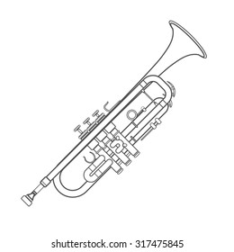 Grey Color Outline Trumpet Technical Illustration Stock Illustration ...