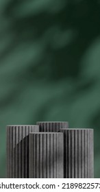 Grey Concrete Texture Step Podium In Portrait With Green Background 3d Rendering Mockup Product