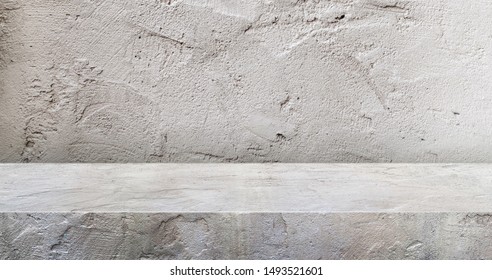 Grey Concrete Texture Table Product Display Background.3d Perspective Studio Photography Stand.banner Mokc Up Space For Showcase Product.empty Countertop Backdrop..buseiness Presentation For Advertise